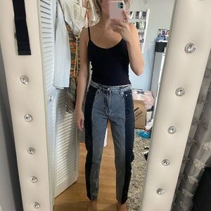 Gray and black adika jeans